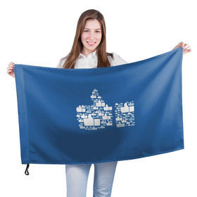 Флаг 3D с принтом Лайк в Екатеринбурге, 100% полиэстер | плотность ткани — 95 г/м2, размер — 67 х 109 см. Принт наносится с одной стороны | белый | вверх | лайк | лучшее | мне нравится | новинки | палец | популярное | рука | синий | цвет