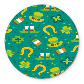 Коврик круглый с принтом День святого Патрика в Екатеринбурге, резина и полиэстер | круглая форма, изображение наносится на всю лицевую часть | зеленая | ирландия