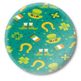 Значок с принтом День святого Патрика в Екатеринбурге,  металл | круглая форма, металлическая застежка в виде булавки | зеленая | ирландия
