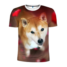 Мужская футболка 3D спортивная с принтом Love в Екатеринбурге, 100% полиэстер с улучшенными характеристиками | приталенный силуэт, круглая горловина, широкие плечи, сужается к линии бедра | dog | ину | пес | сиба | сиба ину | собака