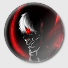 Значок с принтом Tokyo Ghoul в Екатеринбурге,  металл | круглая форма, металлическая застежка в виде булавки | anime | ken kaneki | tokyo ghoul | аниме