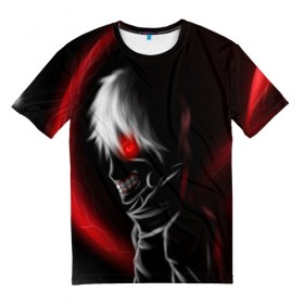 Мужская футболка 3D с принтом Tokyo Ghoul в Екатеринбурге, 100% полиэфир | прямой крой, круглый вырез горловины, длина до линии бедер | anime | ken kaneki | tokyo ghoul | аниме