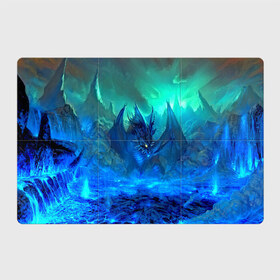 Магнитный плакат 3Х2 с принтом Синий дракон в Екатеринбурге, Полимерный материал с магнитным слоем | 6 деталей размером 9*9 см | 3d | арт | горы | дракон | другие | животные | картинка | лед | небо | пейзаж | прикольные | природа | рисунок | синий | фантастика | яркие