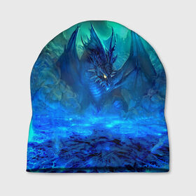 Шапка 3D с принтом Синий дракон в Екатеринбурге, 100% полиэстер | универсальный размер, печать по всей поверхности изделия | 3d | арт | горы | дракон | другие | животные | картинка | лед | небо | пейзаж | прикольные | природа | рисунок | синий | фантастика | яркие