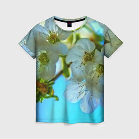 Женская футболка 3D с принтом Цветочки на дереве в Екатеринбурге, 100% полиэфир ( синтетическое хлопкоподобное полотно) | прямой крой, круглый вырез горловины, длина до линии бедер | 3d | flower | весна | другие | красивые цветы | лето | поле | полевой цветок | прикольные | природа | текстуры | цветочки | цветы