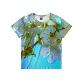 Детская футболка 3D с принтом Цветочки на дереве в Екатеринбурге, 100% гипоаллергенный полиэфир | прямой крой, круглый вырез горловины, длина до линии бедер, чуть спущенное плечо, ткань немного тянется | Тематика изображения на принте: 3d | flower | весна | другие | красивые цветы | лето | поле | полевой цветок | прикольные | природа | текстуры | цветочки | цветы