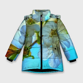 Зимняя куртка для девочек 3D с принтом Цветочки на дереве в Екатеринбурге, ткань верха — 100% полиэстер; подклад — 100% полиэстер, утеплитель — 100% полиэстер. | длина ниже бедра, удлиненная спинка, воротник стойка и отстегивающийся капюшон. Есть боковые карманы с листочкой на кнопках, утяжки по низу изделия и внутренний карман на молнии. 

Предусмотрены светоотражающий принт на спинке, радужный светоотражающий элемент на пуллере молнии и на резинке для утяжки. | Тематика изображения на принте: 3d | flower | весна | другие | красивые цветы | лето | поле | полевой цветок | прикольные | природа | текстуры | цветочки | цветы