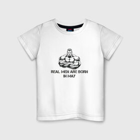 Детская футболка хлопок с принтом Настоящие мужчины рождаются в мае в Екатеринбурге, 100% хлопок | круглый вырез горловины, полуприлегающий силуэт, длина до линии бедер | май
