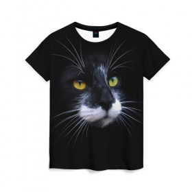 Женская футболка 3D с принтом Кот в Екатеринбурге, 100% полиэфир ( синтетическое хлопкоподобное полотно) | прямой крой, круглый вырез горловины, длина до линии бедер | животные | кот | котик | милый котик | прикольные картинки