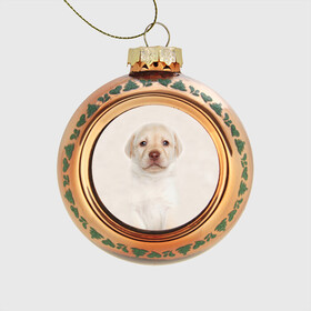 Стеклянный ёлочный шар с принтом Лабрадор в Екатеринбурге, Стекло | Диаметр: 80 мм | dog | labrador | puppy | порода | собака | собачка | щенок