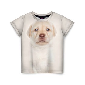 Детская футболка 3D с принтом Лабрадор в Екатеринбурге, 100% гипоаллергенный полиэфир | прямой крой, круглый вырез горловины, длина до линии бедер, чуть спущенное плечо, ткань немного тянется | dog | labrador | puppy | порода | собака | собачка | щенок