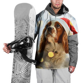 Накидка на куртку 3D с принтом Рождество в Екатеринбурге, 100% полиэстер |  | Тематика изображения на принте: dog | кавалер кинг чарльз спаниель | новый год | пес | рождество | собака