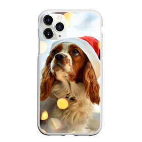 Чехол для iPhone 11 Pro матовый с принтом Рождество в Екатеринбурге, Силикон |  | Тематика изображения на принте: dog | кавалер кинг чарльз спаниель | новый год | пес | рождество | собака
