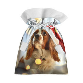 Подарочный 3D мешок с принтом Рождество в Екатеринбурге, 100% полиэстер | Размер: 29*39 см | dog | кавалер кинг чарльз спаниель | новый год | пес | рождество | собака