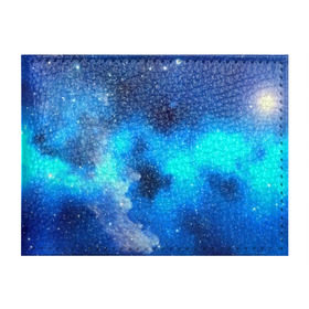 Обложка для студенческого билета с принтом Космический свет в Екатеринбурге, натуральная кожа | Размер: 11*8 см; Печать на всей внешней стороне | синий