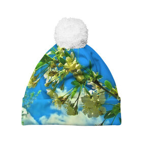 Шапка 3D c помпоном с принтом Вишня в Екатеринбурге, 100% полиэстер | универсальный размер, печать по всей поверхности изделия | 3d | весна | другие | красивые цветы | лето | поле | полевой цветок | прикольные | природа | текстуры | цветочки | цветы