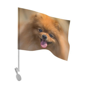Флаг для автомобиля с принтом Милашка в Екатеринбурге, 100% полиэстер | Размер: 30*21 см | dog | пес | померанский | собака | шпиц | щеночек