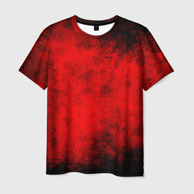 Мужская футболка 3D с принтом Grunge red в Екатеринбурге, 100% полиэфир | прямой крой, круглый вырез горловины, длина до линии бедер | watercolor | абстракция красок | акварель | брызги красок | живопись | краска | потертость красок