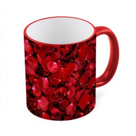 Кружка 3D с принтом Лепестки красных роз в Екатеринбурге, керамика | ёмкость 330 мл | красный | лепестки | природа | растения | розы | текстура | цветы