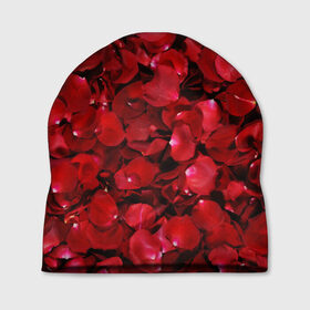 Шапка 3D с принтом Лепестки красных роз в Екатеринбурге, 100% полиэстер | универсальный размер, печать по всей поверхности изделия | красный | лепестки | природа | растения | розы | текстура | цветы