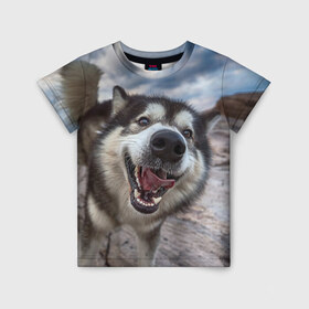 Детская футболка 3D с принтом Smile в Екатеринбурге, 100% гипоаллергенный полиэфир | прямой крой, круглый вырез горловины, длина до линии бедер, чуть спущенное плечо, ткань немного тянется | dog | лабрадор | мопс | пес | собака | такса | хаски | щеночек