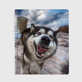 Тетрадь с принтом Smile в Екатеринбурге, 100% бумага | 48 листов, плотность листов — 60 г/м2, плотность картонной обложки — 250 г/м2. Листы скреплены сбоку удобной пружинной спиралью. Уголки страниц и обложки скругленные. Цвет линий — светло-серый
 | dog | лабрадор | мопс | пес | собака | такса | хаски | щеночек
