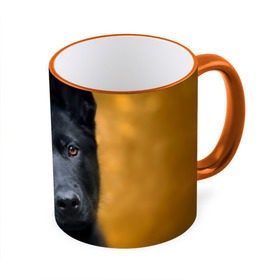 Кружка 3D с принтом Doggy в Екатеринбурге, керамика | ёмкость 330 мл | Тематика изображения на принте: dog | овчарка | пес | собака | черная овчарка | щеночек
