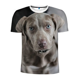 Мужская футболка 3D спортивная с принтом Puppy в Екатеринбурге, 100% полиэстер с улучшенными характеристиками | приталенный силуэт, круглая горловина, широкие плечи, сужается к линии бедра | dog | веймаранер | пес | собака | щеночек
