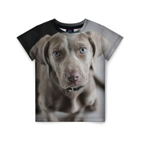 Детская футболка 3D с принтом Puppy в Екатеринбурге, 100% гипоаллергенный полиэфир | прямой крой, круглый вырез горловины, длина до линии бедер, чуть спущенное плечо, ткань немного тянется | dog | веймаранер | пес | собака | щеночек