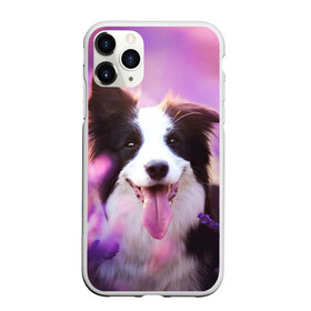 Чехол для iPhone 11 Pro матовый с принтом Happy в Екатеринбурге, Силикон |  | Тематика изображения на принте: dog | бордер колли | пес | собака