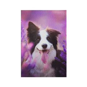 Обложка для паспорта матовая кожа с принтом Happy в Екатеринбурге, натуральная матовая кожа | размер 19,3 х 13,7 см; прозрачные пластиковые крепления | dog | бордер колли | пес | собака