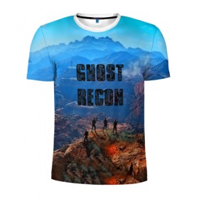 Мужская футболка 3D спортивная с принтом Ghost Recon в Екатеринбурге, 100% полиэстер с улучшенными характеристиками | приталенный силуэт, круглая горловина, широкие плечи, сужается к линии бедра | online | отряд призрак | том клэнси