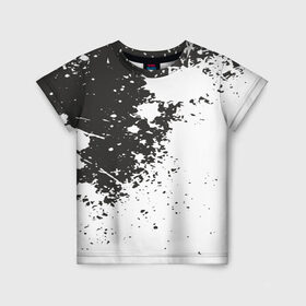 Детская футболка 3D с принтом Чёрное-белое в Екатеринбурге, 100% гипоаллергенный полиэфир | прямой крой, круглый вырез горловины, длина до линии бедер, чуть спущенное плечо, ткань немного тянется | Тематика изображения на принте: гранж | краска | пятна