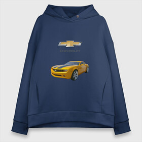 Женское худи Oversize хлопок с принтом Chevrolet Camaro в Екатеринбурге, френч-терри — 70% хлопок, 30% полиэстер. Мягкий теплый начес внутри —100% хлопок | боковые карманы, эластичные манжеты и нижняя кромка, капюшон на магнитной кнопке | chevrolet | авто | автомобиль | блатная | иномарка | красивая | крутая | логотип | марка | марка красивая | машина | пацанский таз | прикольная | седан | сша | тачила | тачка | шевроле | эмблема