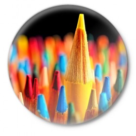 Значок с принтом Настроение в Екатеринбурге,  металл | круглая форма, металлическая застежка в виде булавки | Тематика изображения на принте: 3d | карандаши | краска | краски | рисование | рисунок | текстура | цвета