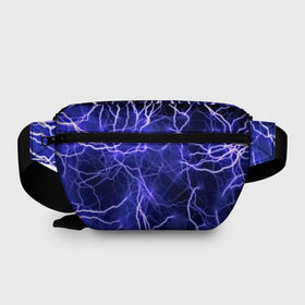 Поясная сумка 3D с принтом Молнии в Екатеринбурге, 100% полиэстер | плотная ткань, ремень с регулируемой длиной, внутри несколько карманов для мелочей, основное отделение и карман с обратной стороны сумки застегиваются на молнию | ток | фиолетовый | электричество