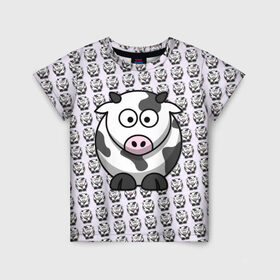 Детская футболка 3D с принтом Коровки в Екатеринбурге, 100% гипоаллергенный полиэфир | прямой крой, круглый вырез горловины, длина до линии бедер, чуть спущенное плечо, ткань немного тянется | animals | cow | животные | корова