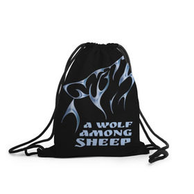 Рюкзак-мешок 3D с принтом Волк среди овец в Екатеринбурге, 100% полиэстер | плотность ткани — 200 г/м2, размер — 35 х 45 см; лямки — толстые шнурки, застежка на шнуровке, без карманов и подкладки | wolf among sheep | татуировка | хищник