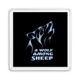 Магнит 55*55 с принтом Волк среди овец в Екатеринбурге, Пластик | Размер: 65*65 мм; Размер печати: 55*55 мм | wolf among sheep | татуировка | хищник