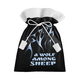 Подарочный 3D мешок с принтом Волк среди овец в Екатеринбурге, 100% полиэстер | Размер: 29*39 см | Тематика изображения на принте: wolf among sheep | татуировка | хищник