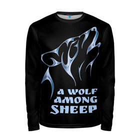 Мужской лонгслив 3D с принтом Волк среди овец в Екатеринбурге, 100% полиэстер | длинные рукава, круглый вырез горловины, полуприлегающий силуэт | wolf among sheep | татуировка | хищник