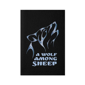 Обложка для паспорта матовая кожа с принтом Волк среди овец в Екатеринбурге, натуральная матовая кожа | размер 19,3 х 13,7 см; прозрачные пластиковые крепления | Тематика изображения на принте: wolf among sheep | татуировка | хищник
