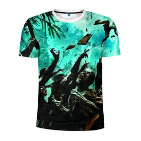 Мужская футболка 3D спортивная с принтом Dead Island в Екатеринбурге, 100% полиэстер с улучшенными характеристиками | приталенный силуэт, круглая горловина, широкие плечи, сужается к линии бедра | Тематика изображения на принте: зомби | мертвый остров