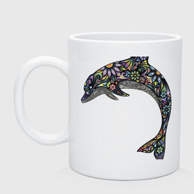 Кружка с принтом Дельфин в Екатеринбурге, керамика | объем — 330 мл, диаметр — 80 мм. Принт наносится на бока кружки, можно сделать два разных изображения | Тематика изображения на принте: дельфин | животное