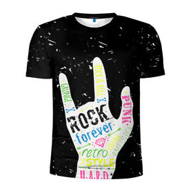 Мужская футболка 3D спортивная с принтом Рок форева! в Екатеринбурге, 100% полиэстер с улучшенными характеристиками | приталенный силуэт, круглая горловина, широкие плечи, сужается к линии бедра | rock | навсегда | светящиеся | флуоресцентный | флюр | флюровый