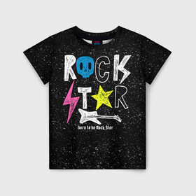 Детская футболка 3D с принтом Рождён быть рок-звездой в Екатеринбурге, 100% гипоаллергенный полиэфир | прямой крой, круглый вырез горловины, длина до линии бедер, чуть спущенное плечо, ткань немного тянется | музыка | рок | светящиеся | светящиеся краски | флуоресцентные краски | флюоресценция | флюр | флюро краска | флюро краски | флюро покрытие | флюро принты | флюро рисунки | флюровые краски