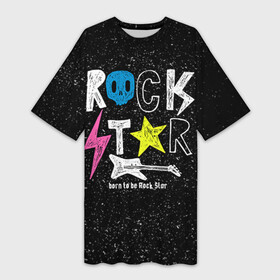 Платье-футболка 3D с принтом Рождён быть рок звездой в Екатеринбурге,  |  | музыка | рок | светящиеся | светящиеся краски | флуоресцентные краски | флюоресценция | флюр | флюро краска | флюро краски | флюро покрытие | флюро принты | флюро рисунки | флюровые краски