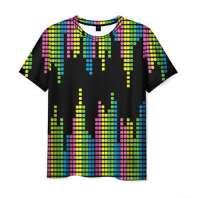 Мужская футболка 3D с принтом Эквалайзер в Екатеринбурге, 100% полиэфир | прямой крой, круглый вырез горловины, длина до линии бедер | Тематика изображения на принте: equalizer | светящиеся | флуоресцентный | флюр | флюровый