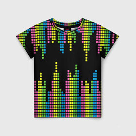 Детская футболка 3D с принтом Эквалайзер в Екатеринбурге, 100% гипоаллергенный полиэфир | прямой крой, круглый вырез горловины, длина до линии бедер, чуть спущенное плечо, ткань немного тянется | equalizer | светящиеся | флуоресцентный | флюр | флюровый