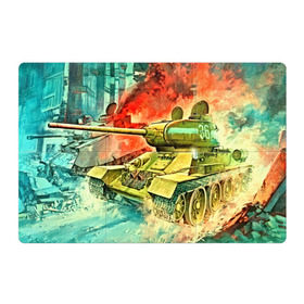 Магнитный плакат 3Х2 с принтом Tank в Екатеринбурге, Полимерный материал с магнитным слоем | 6 деталей размером 9*9 см | 3d | 9 мая | другие | живопись | картинка | огонь | победа | праздник | прикольные | природа | рисунок | танк | яркие